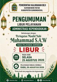 Libur Maulid Nabi, Pelayanan Kalurahan Tutup 